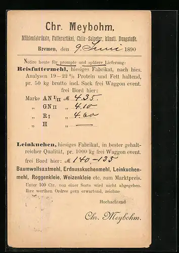 AK Bremen, Chr. Meybohm, Mühlenfabrikate