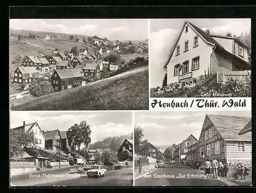 AK Heubach i. Thür. Wald, Ortsansicht mit Café Heubach und Gasthaus Zur Erholung