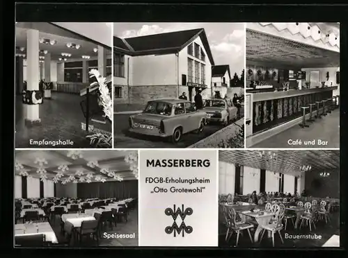 AK Masserberg, FDGB-Erholungsheim Otto Grotewohl, Café und Bar