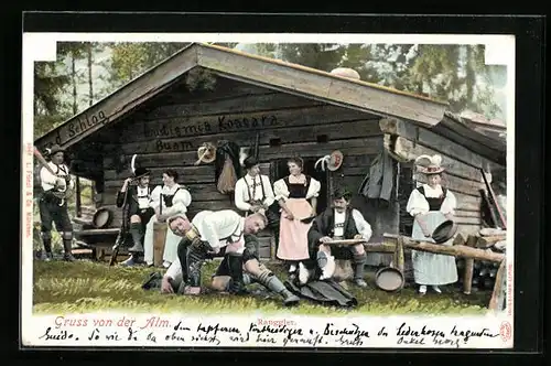 AK Ranggler kämpfen vor einer Almhütte