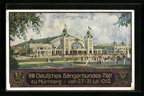 Künstler-AK Nürnberg, VIII. Deutsches Sängerbundes-Fest 1912, Die Sängerhalle