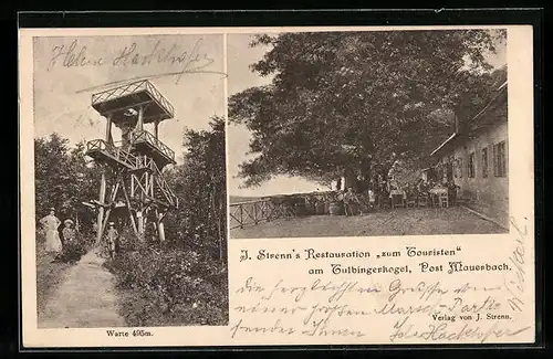 AK Mauerbach, J. Strenns Restauration zum Touristen am Tulbingerkogel, Aussichtsturm