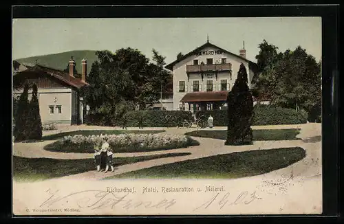 AK Gumpoldskirchen, Hotel, Restauration u. Meierei Richardhof