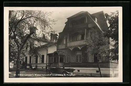 AK Unternberg b. Purgstall, Dr. Oskar Lumpers Wasserheilanstalt mit Auto