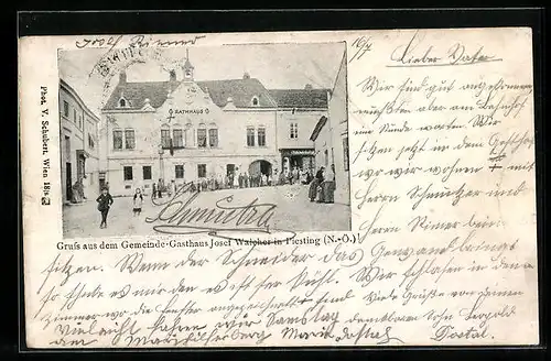 AK Piesting, Gemeinde-Gasthaus Josef Walcher und Rathaus