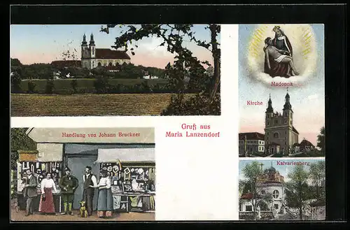 AK Maria Lanzendorf, Kirche, Kalvarienberg, Handlung von Johann Bruckner