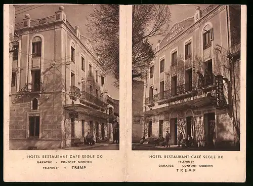 Klapp-AK Tremp, Hotel Restaurant Cafe Segle XX, Umgebungskarte