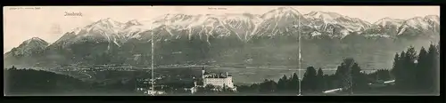 Klapp-AK Innsbruck, Totalansicht mit Schloss Ambras