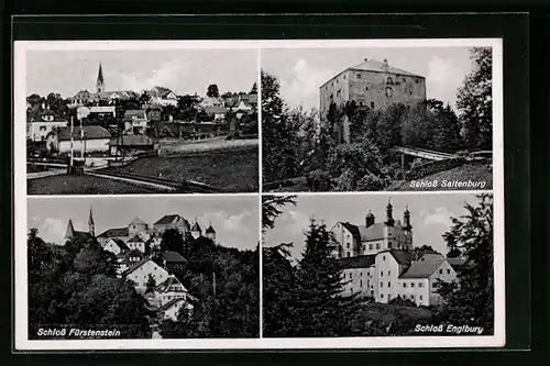 AK Tittling / bayr. Wald, Schlösser Fürstenstein, Engelburg und Saltenburg, Gesamtansicht