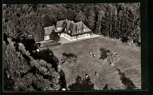 AK Lauenburg / Elbe, Sandkrughof aus der Luft gesehen