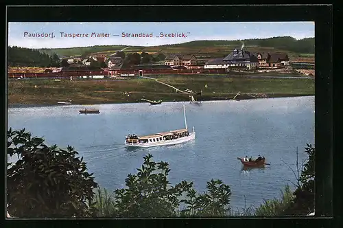 AK Paulsdorf, Talsperre Malter mit Strandbad Seeblick