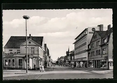 AK Bünde-Ennigloh i. W., Bahnhofstrasse mit Café Bonhoff