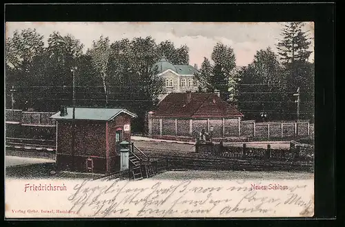 AK Friedrichsruh, Neues Schloss, Bahngleisen