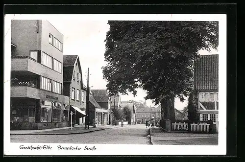 AK Geesthacht / Elbe, Bergedorfer Strasse mit Kreissparkasse