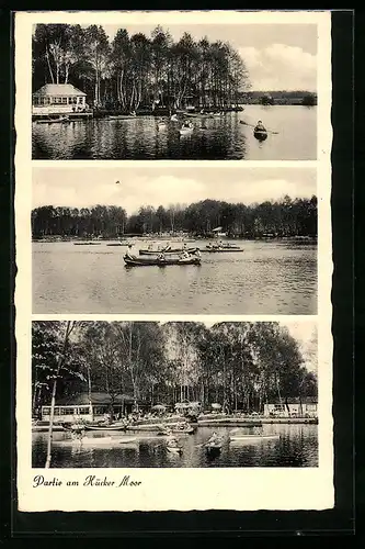 AK Hücker Moor, Restaurant-Café Seeschlösschen, Ruderer auf dem See