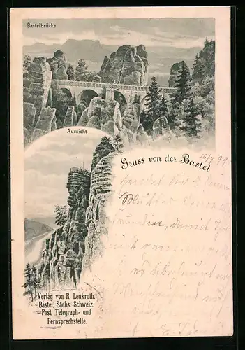 AK Bastei, Basteibrücke, Felsen