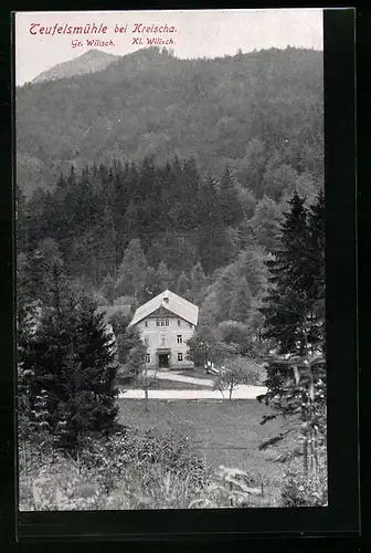 AK Kreischa, Gasthaus Teufelsmühle