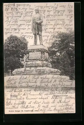 AK Zittau, am Bismarckdenkmal