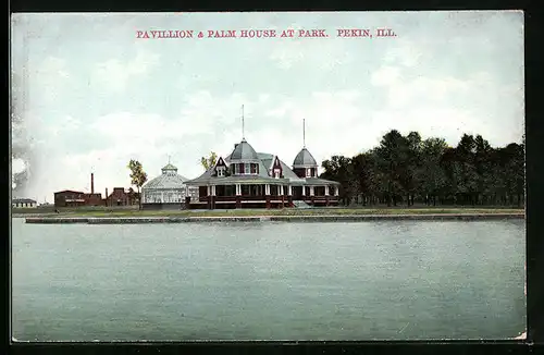 AK Pekin, IL, Pavillon & Palm House at Park