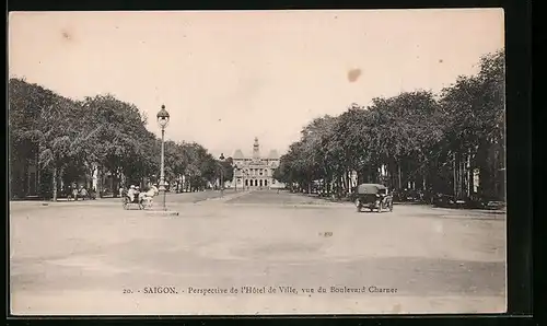 AK Saigon, Perspective de l'Hotel de Ville, vue de Boulevard Charner