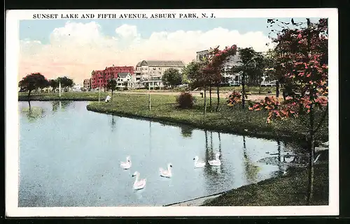 AK Asbury Park, NJ, Sunset Lake and Fifth Avenue