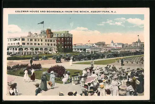 AK Asbury Park, NJ, Coleman House and Boardwalk from the Beach