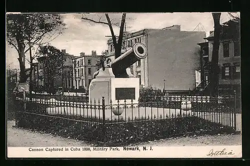 AK Newark, NJ, Cannon Captured in Cuba 1898, Military Park