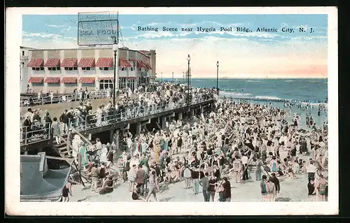 AK Atlantic City, NJ, Bathing Scene near Hygeia Pool Building