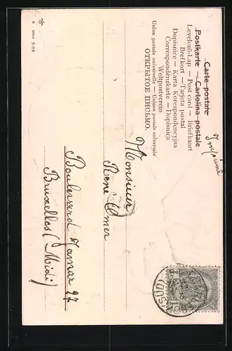 AK Mädchen mit Herz am Zaun