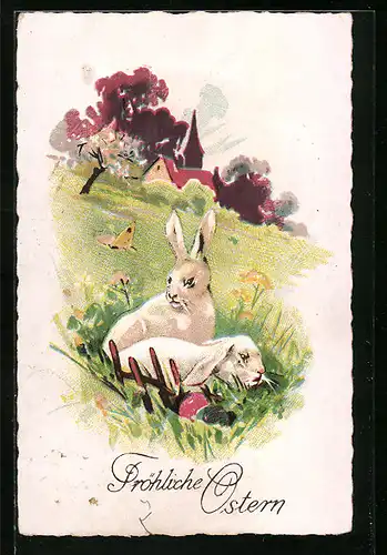 AK Osterhasen im Grünen zum Feste