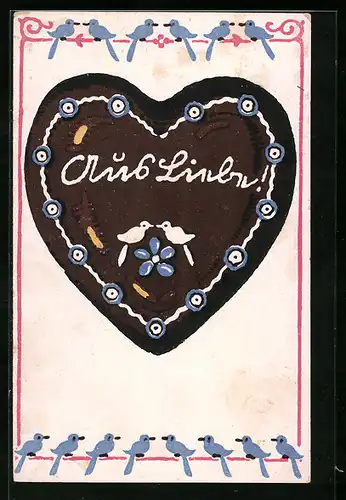 AK Lebkuchenherz mit Aufschrift Aus Liebe!