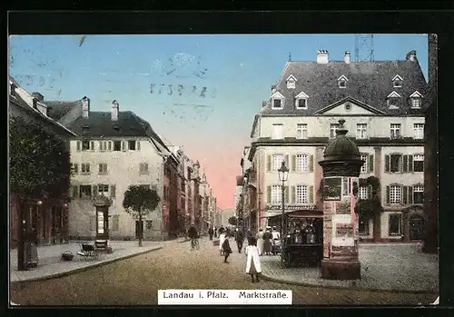 AK Landau / Pfalz, Marktstrasse mit Lifasssäule