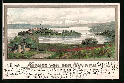 Künstler-AK Karl Mutter: Mainau, Inselpanorama