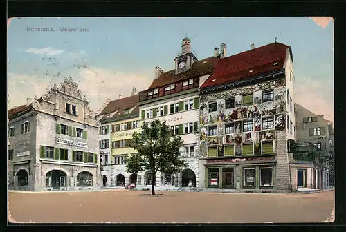 AK Konstanz, Obermarkt mit Papiergeschäft
