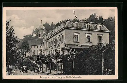 AK Triberg, Hotel Tanne und Wallfahrtskirche