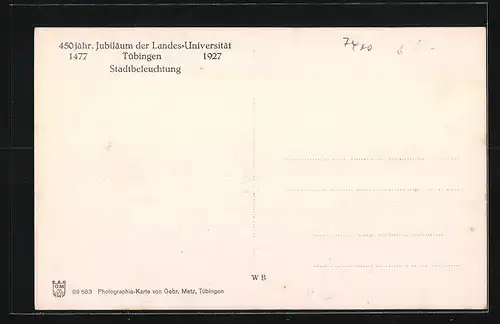 AK Tübingen, Stadtbeleuchtung zum 450 jähr. Jubiläum der Landes-Universität