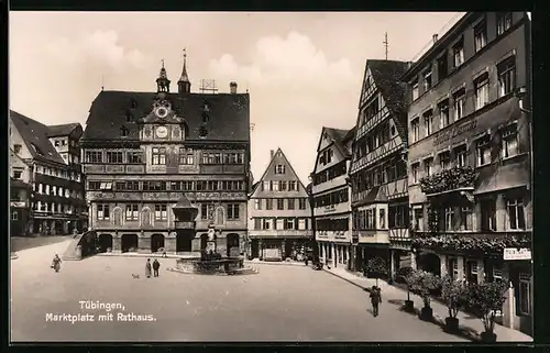 AK Tübingen, Marktplatz mit Rathaus