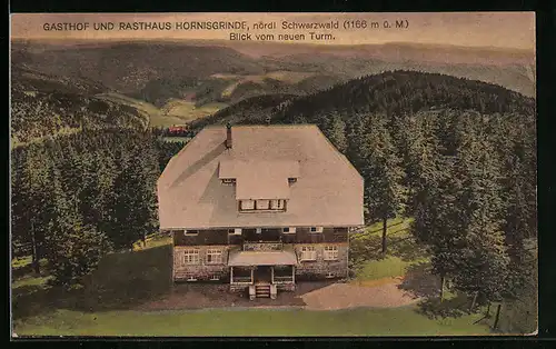 AK Hornisgrinde / Schwarzwald, Gasthof-Rasthaus vom neuen Turm aus gesehen
