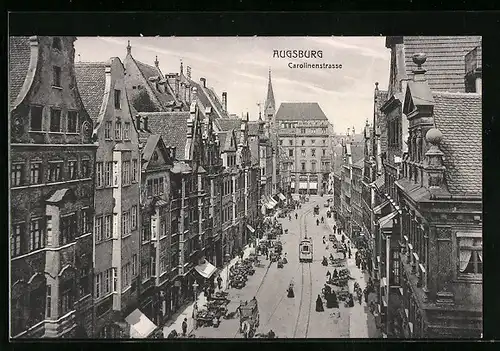 AK Augsburg, Carolinenstrasse aus der Vogelschau