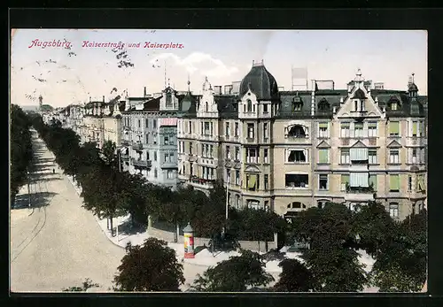 AK Augsburg, Kaiserstrasse und Kaiserplatz