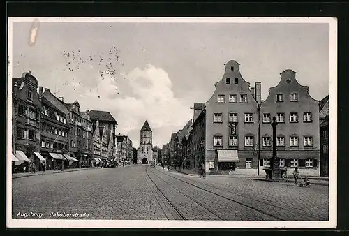 AK Augsburg, Blick in die Jakoberstrasse