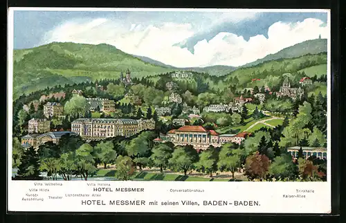 AK Baden-Baden, Hotel Messmer mit Villen
