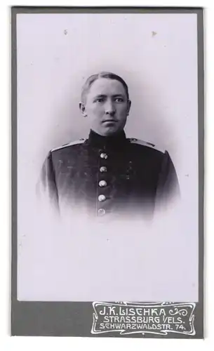 Fotografie J. K. Lischka, Strassburg i. Els., Schwarzwaldstrasse 74, Soldat des IR 14 in Uniform