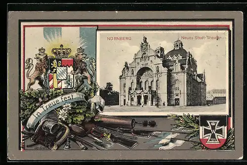 AK Nürnberg, Neues Stadt-Theater, Wappen, In Treue fest