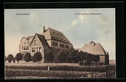 AK Frankfurt-Fechenheim, Schillerschule, Rückansicht