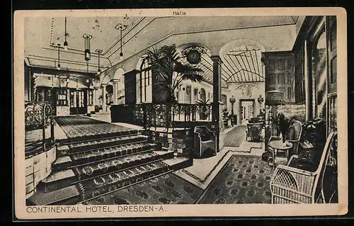 AK Dresden-A., Continental Hotel, Foyer