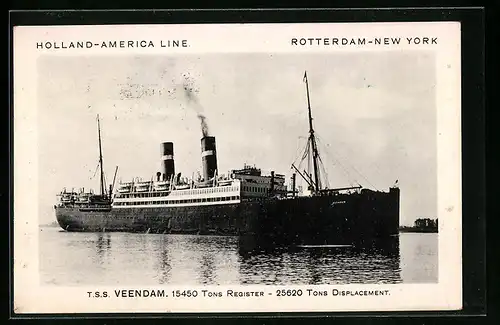 AK Passagierschiff TSS Veendam der Holland-Amerika Linie