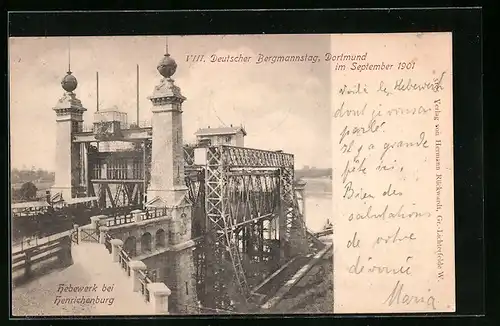AK Henrichenburg, Schiffshebewerk, VIII. Deutscher Bergmannstag Dortmund Sept. 1901
