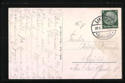 AK Lindau i. B., Hafenpromenade mit Dampfer Bavaria