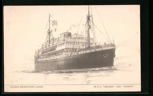 Künstler-AK Passagierschiff MV Accra and Apapa